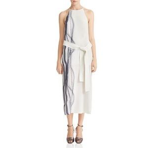 Halston Heritage Silk White & Black Midi Dress